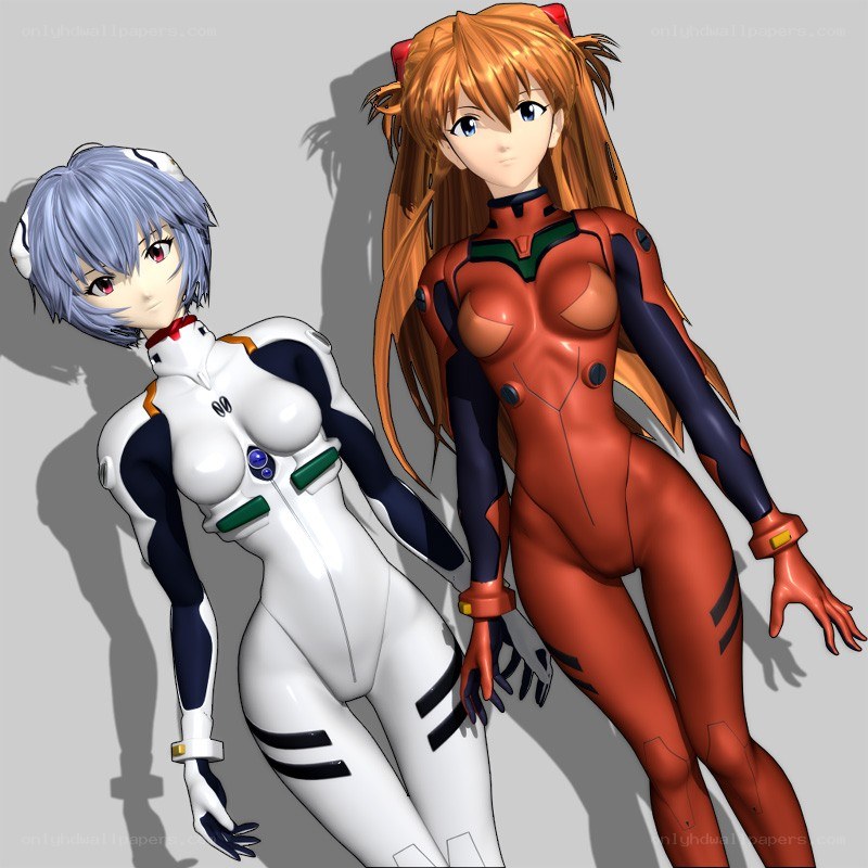 Evangelion pilots in plugsuits
