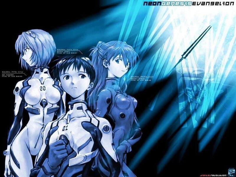 Evangelion pilots in plugsuits