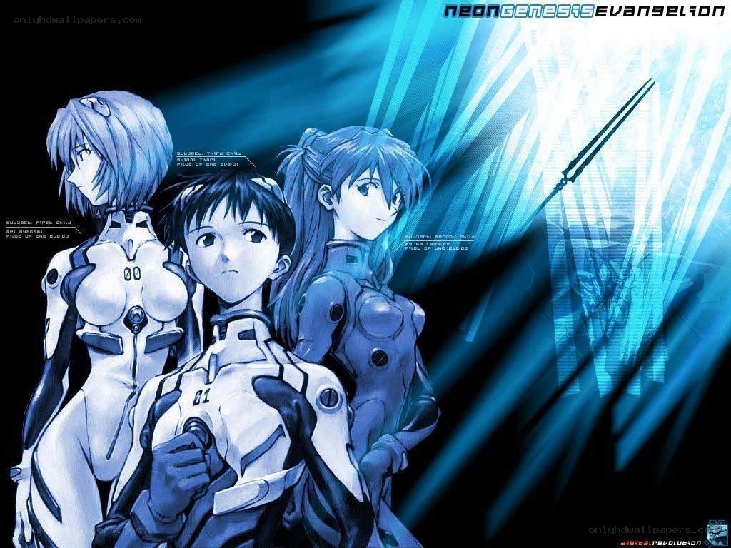 Evangelion pilots in plugsuits