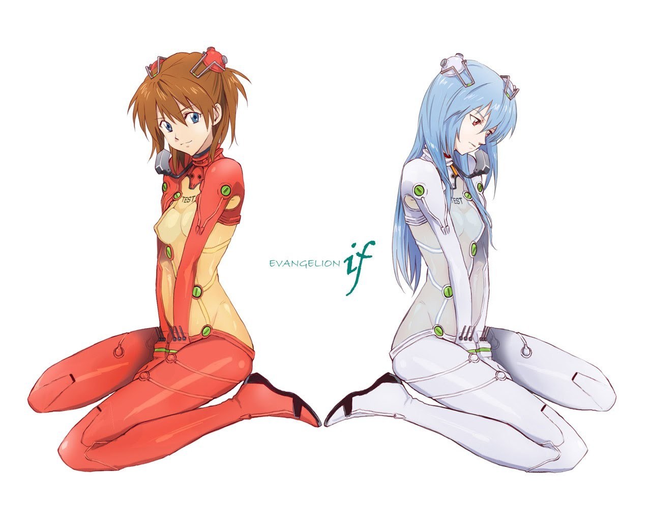 Evangelion pilots in plugsuits