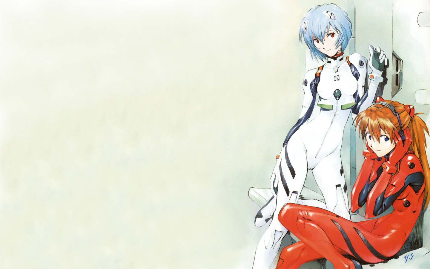 Evangelion pilots in plugsuits
