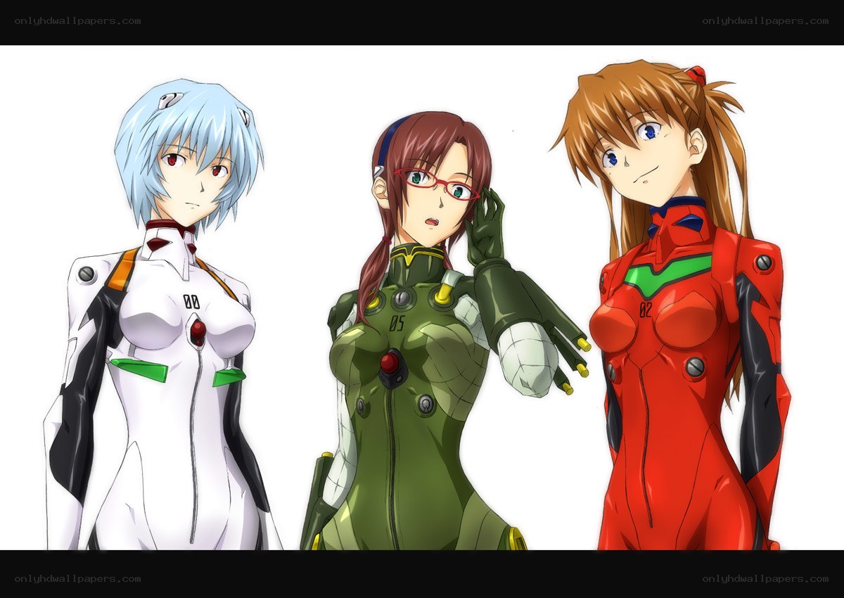 Evangelion pilots in plugsuits