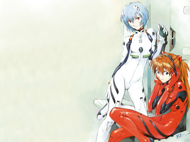 Evangelion pilots in plugsuits