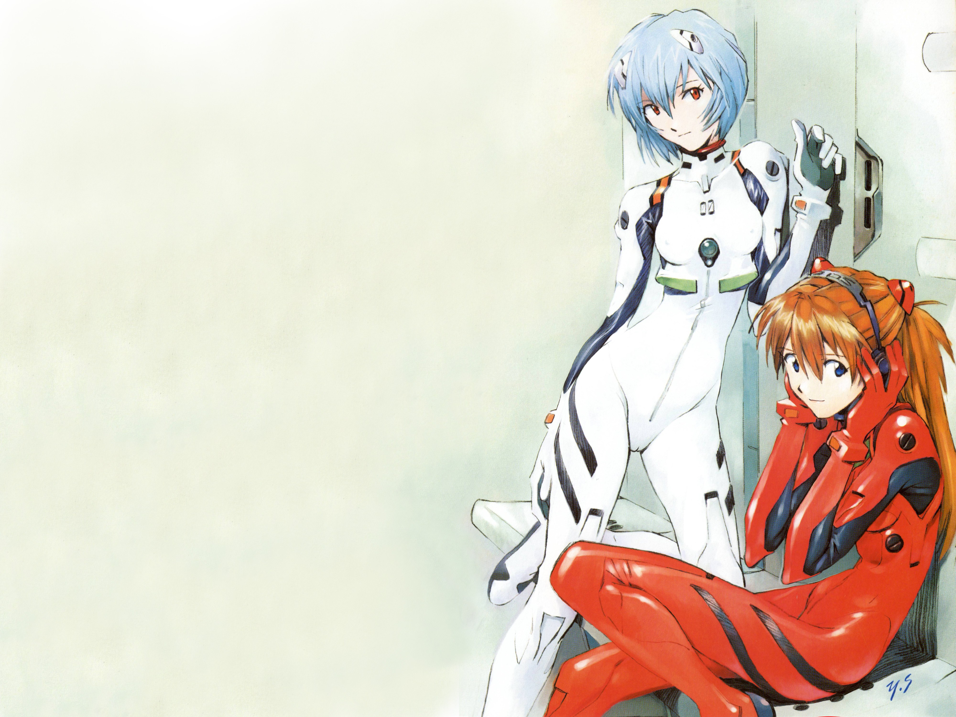 Evangelion pilots in plugsuits