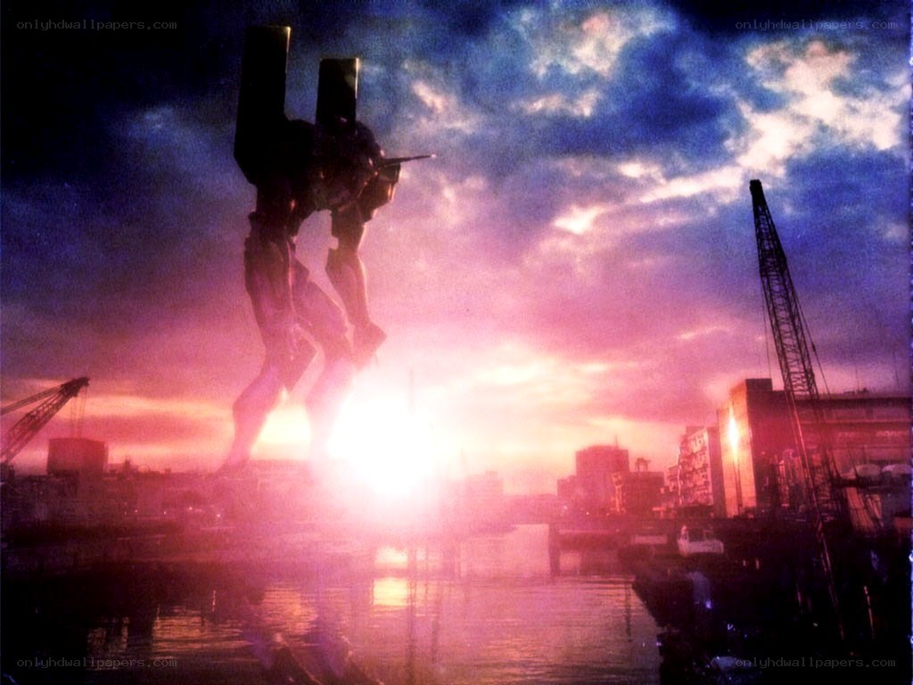 Evangelion robot at sunset