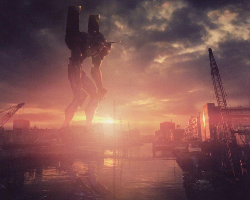 Evangelion robot at sunset