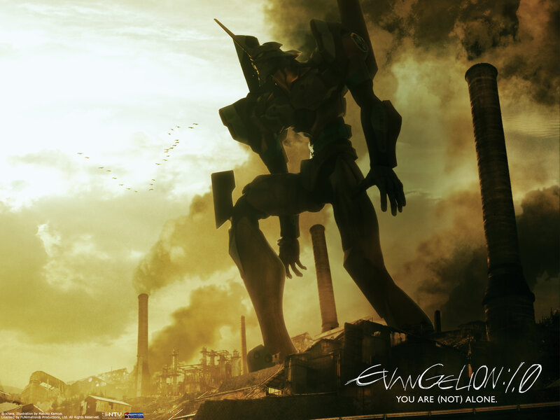 Evangelion robot in industrial wasteland