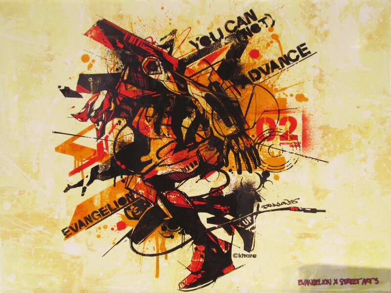 Evangelion street art collage