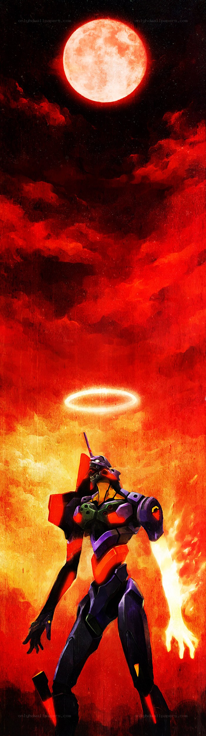 Evangelion under red moon