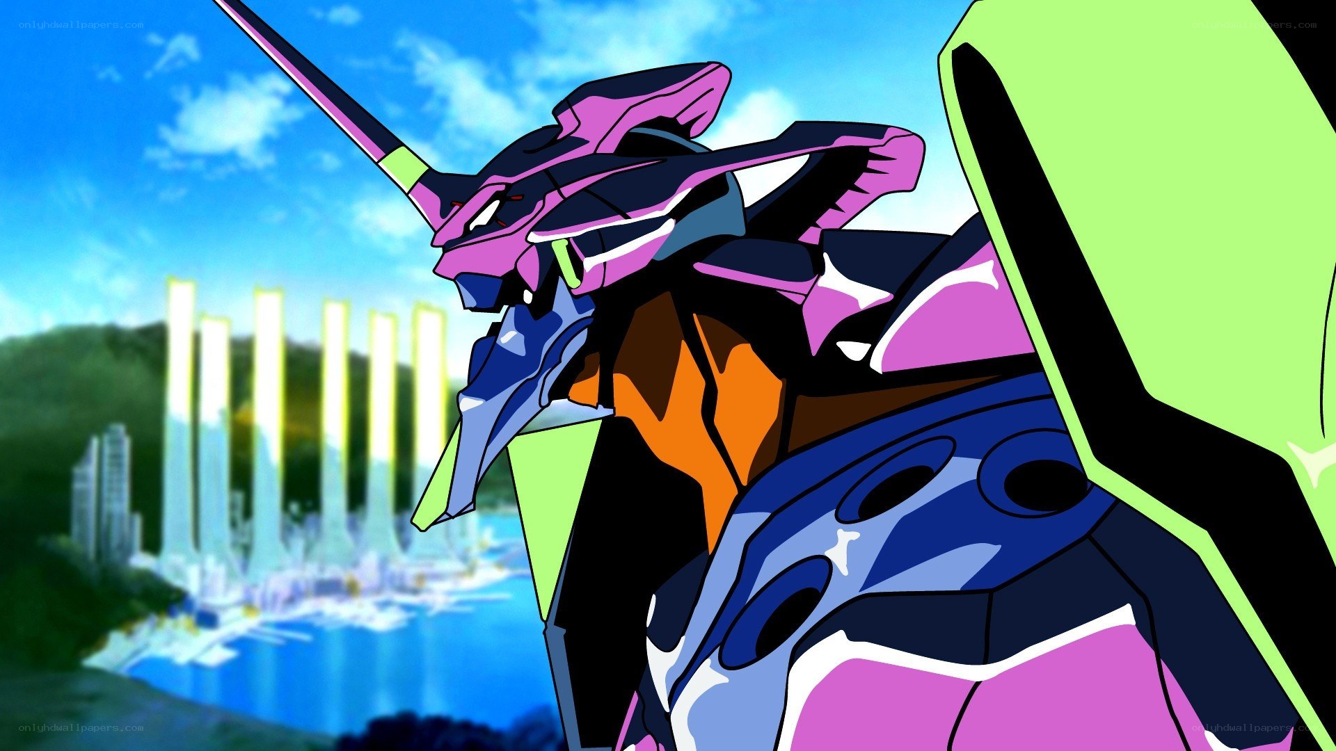 Evangelion Unit-01 in city