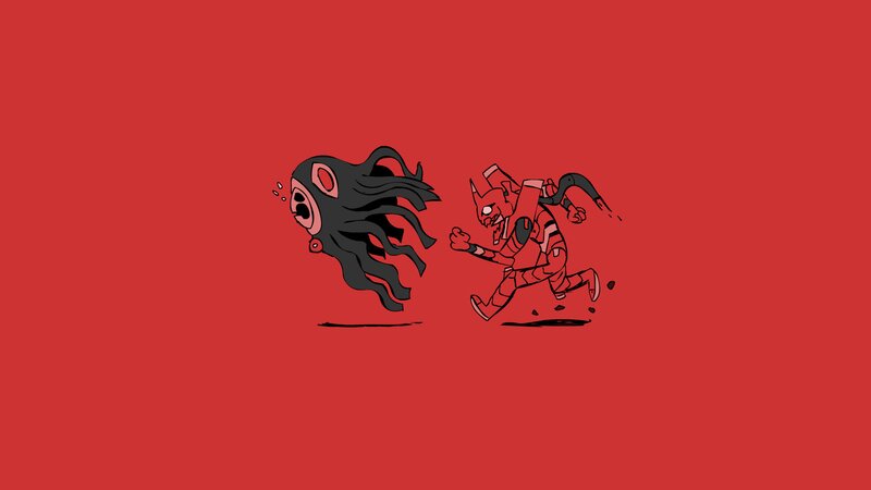 Evangelion Unit Chasing Monster
