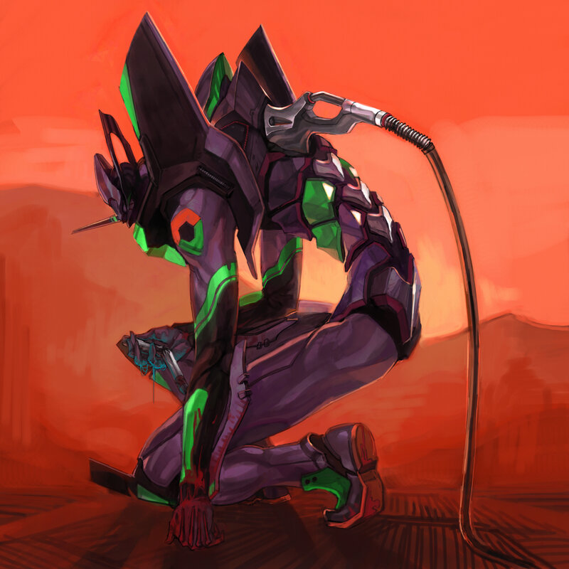 Evangelion unit kneeling