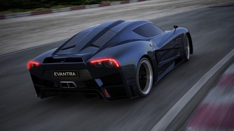 Evantra sports car on racetrack