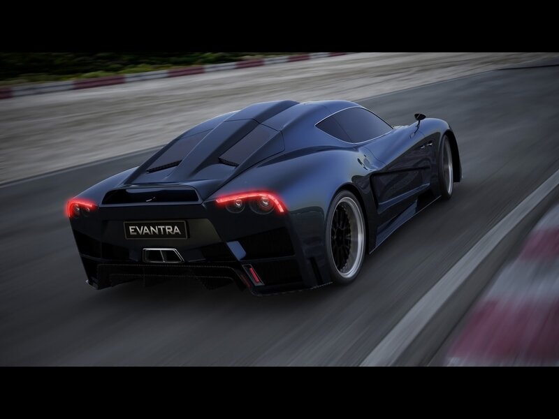 Evantra sports car on track