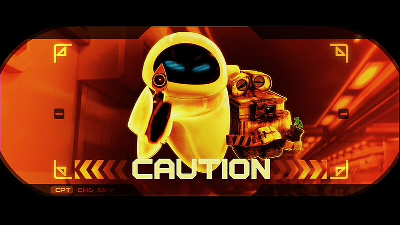Eve and Wall-E caution screen