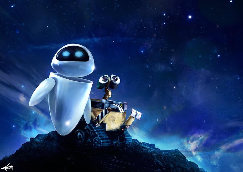 Eve and Wall-E in space