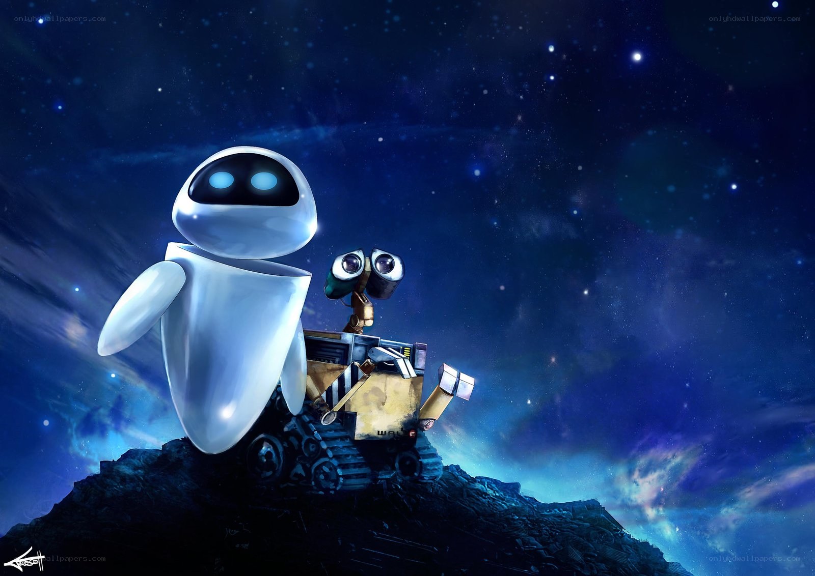 Eve and Wall-E in space