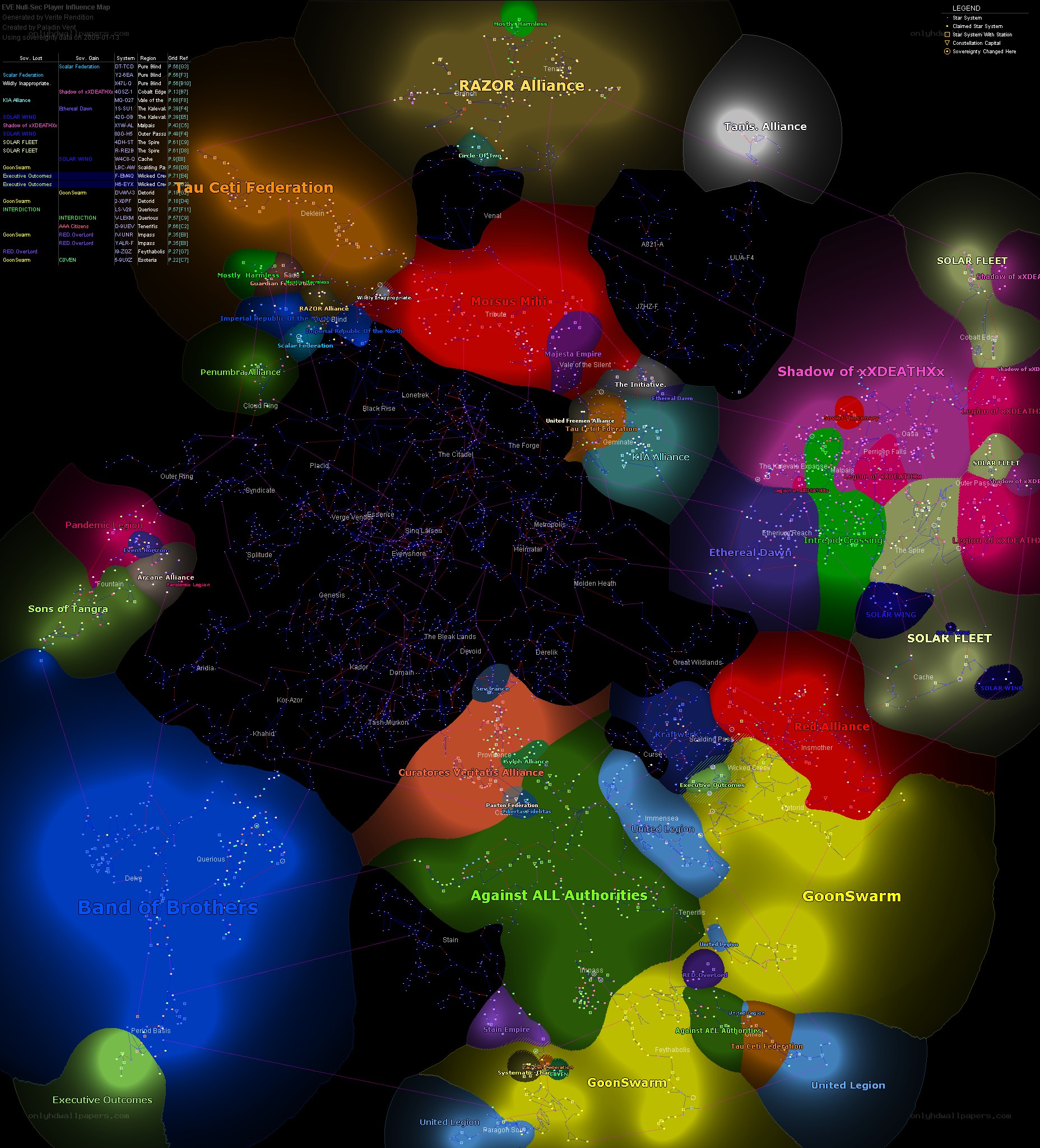 EVE Online player alliance map