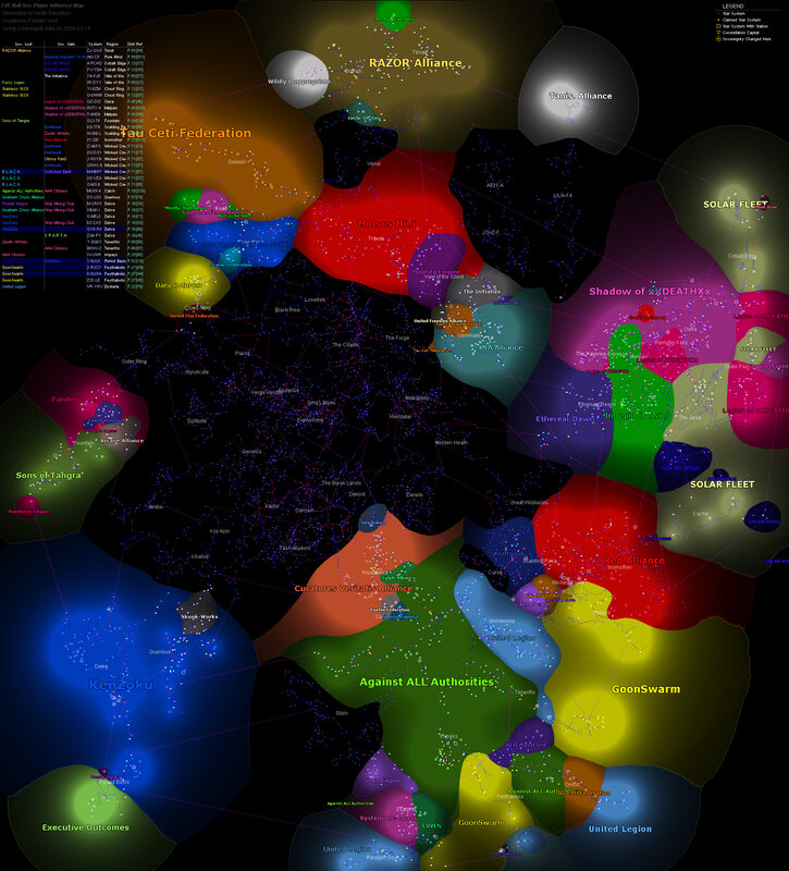EVE Online player influence map