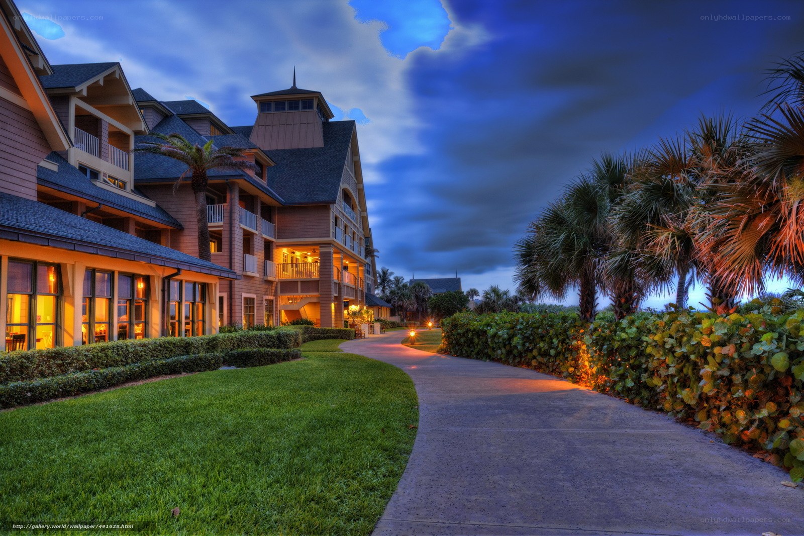 Evening at a coastal resort