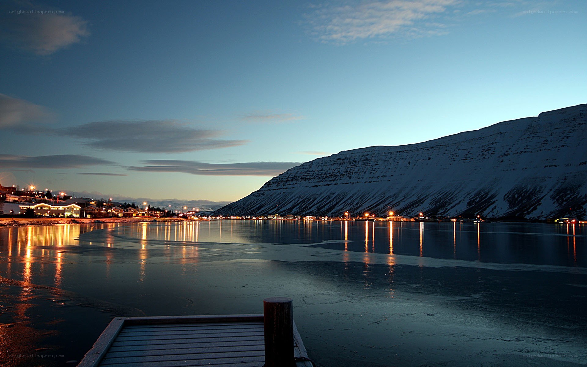 Evening at a fjord town