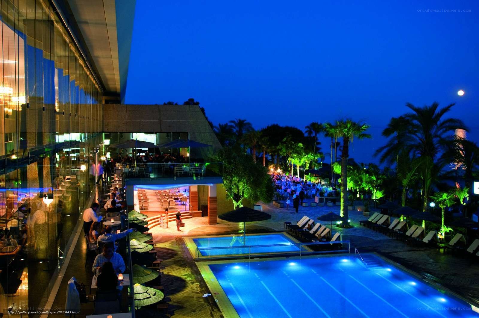 Evening at a luxury resort