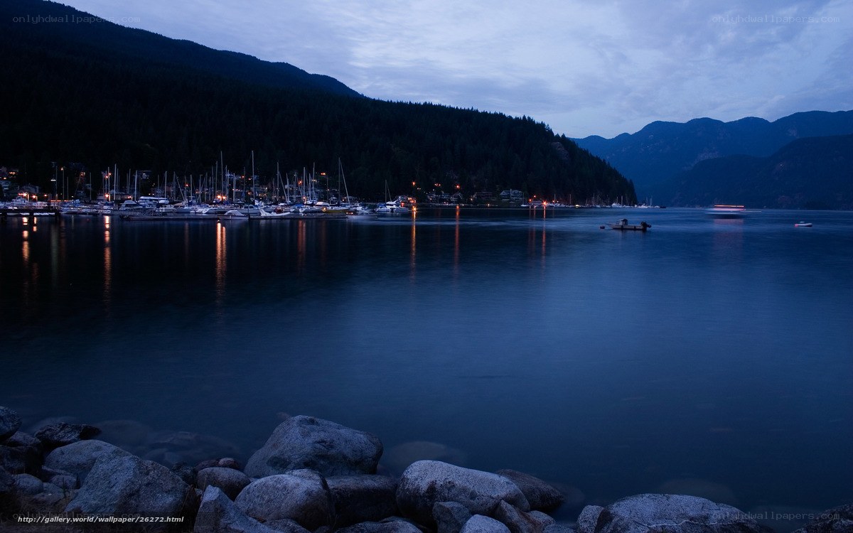 Evening at a mountain harbor