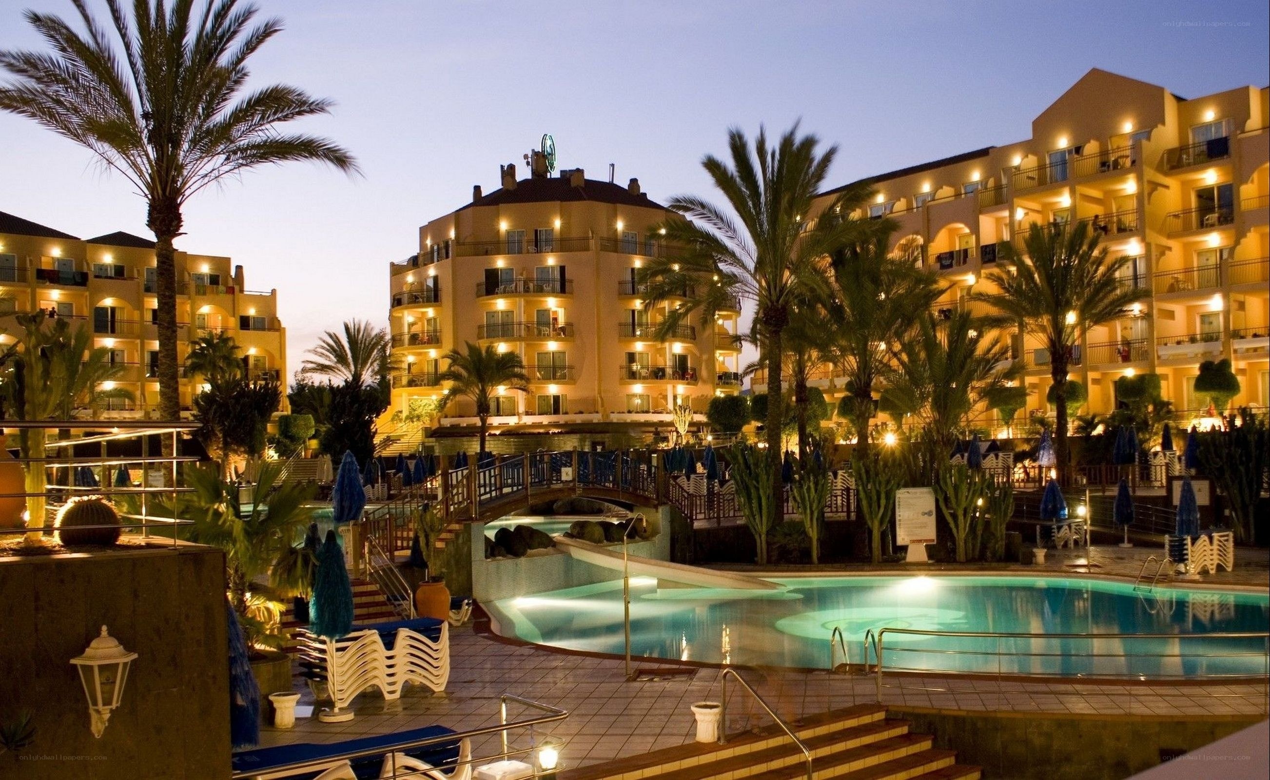 Evening at a resort hotel