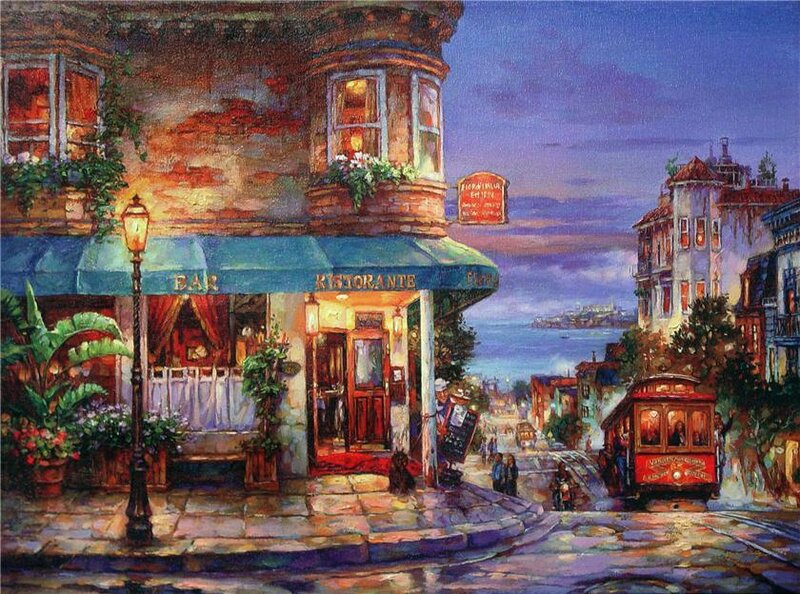 Evening at a San Francisco restaurant
