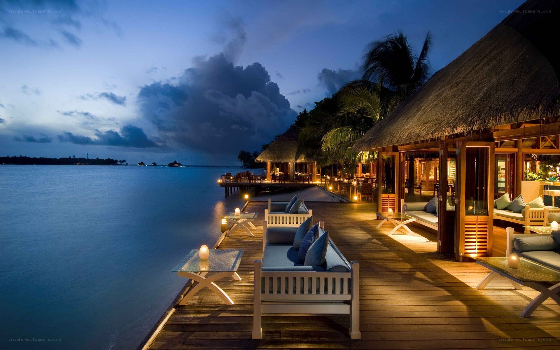 Evening at a tropical resort