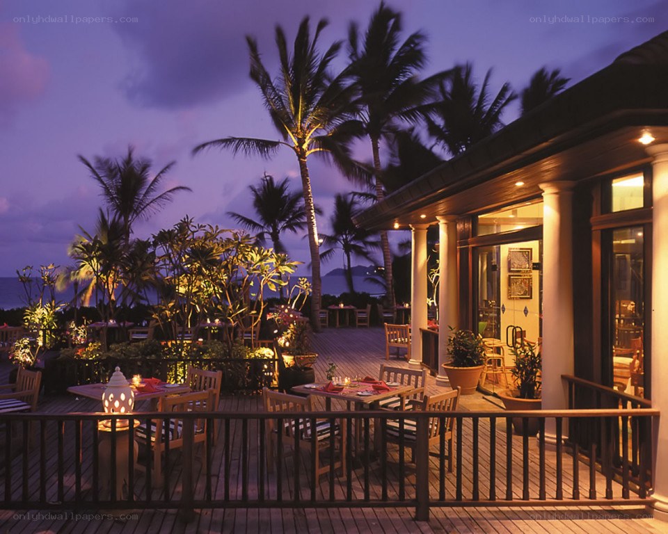 Evening at a tropical resort