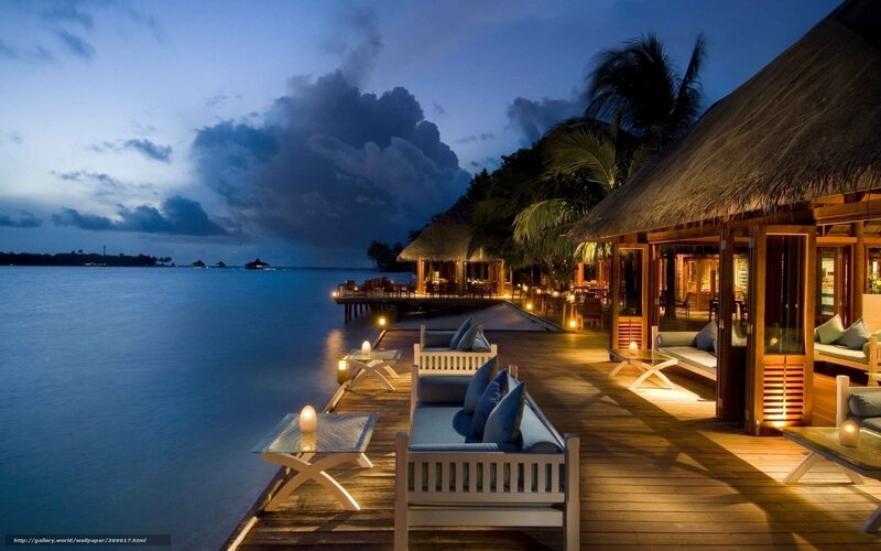 Evening at a tropical resort