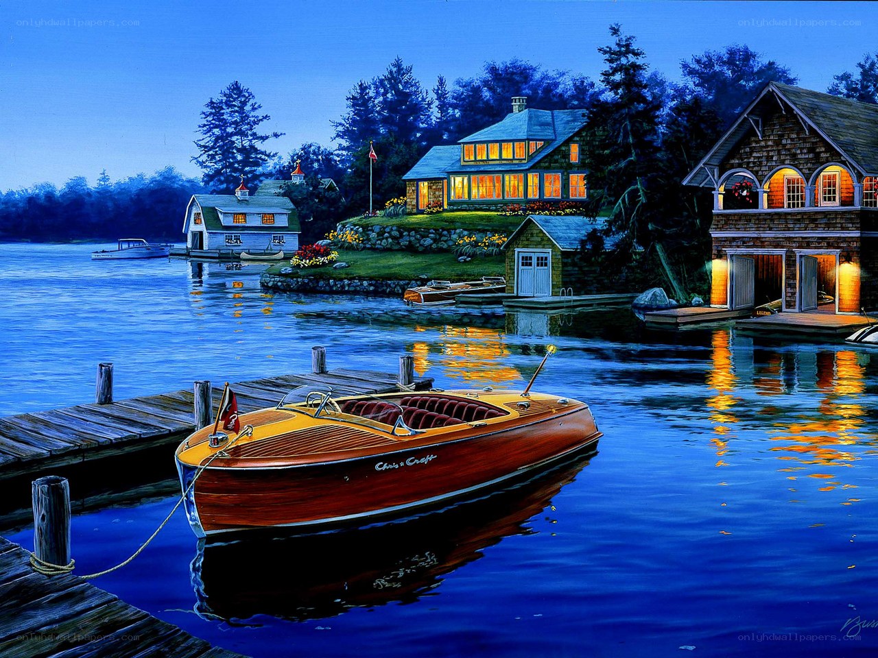 Evening at the lakeside cottage
