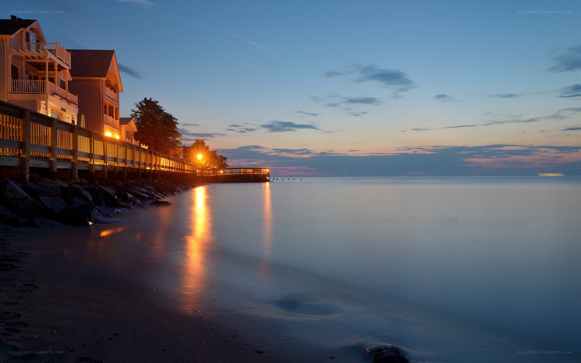 Evening at the seaside homes