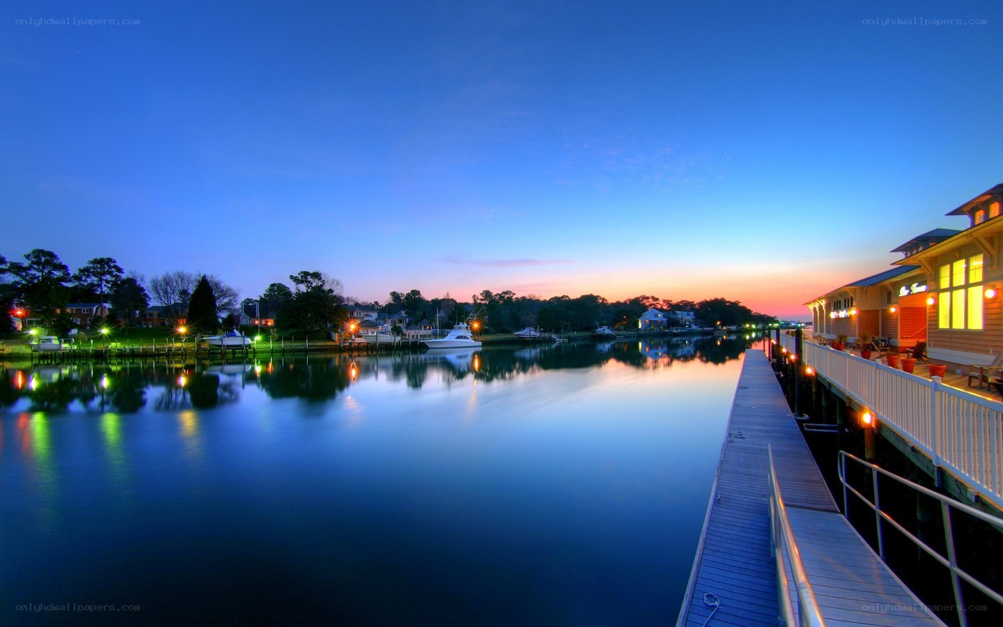 Evening at the waterfront dock