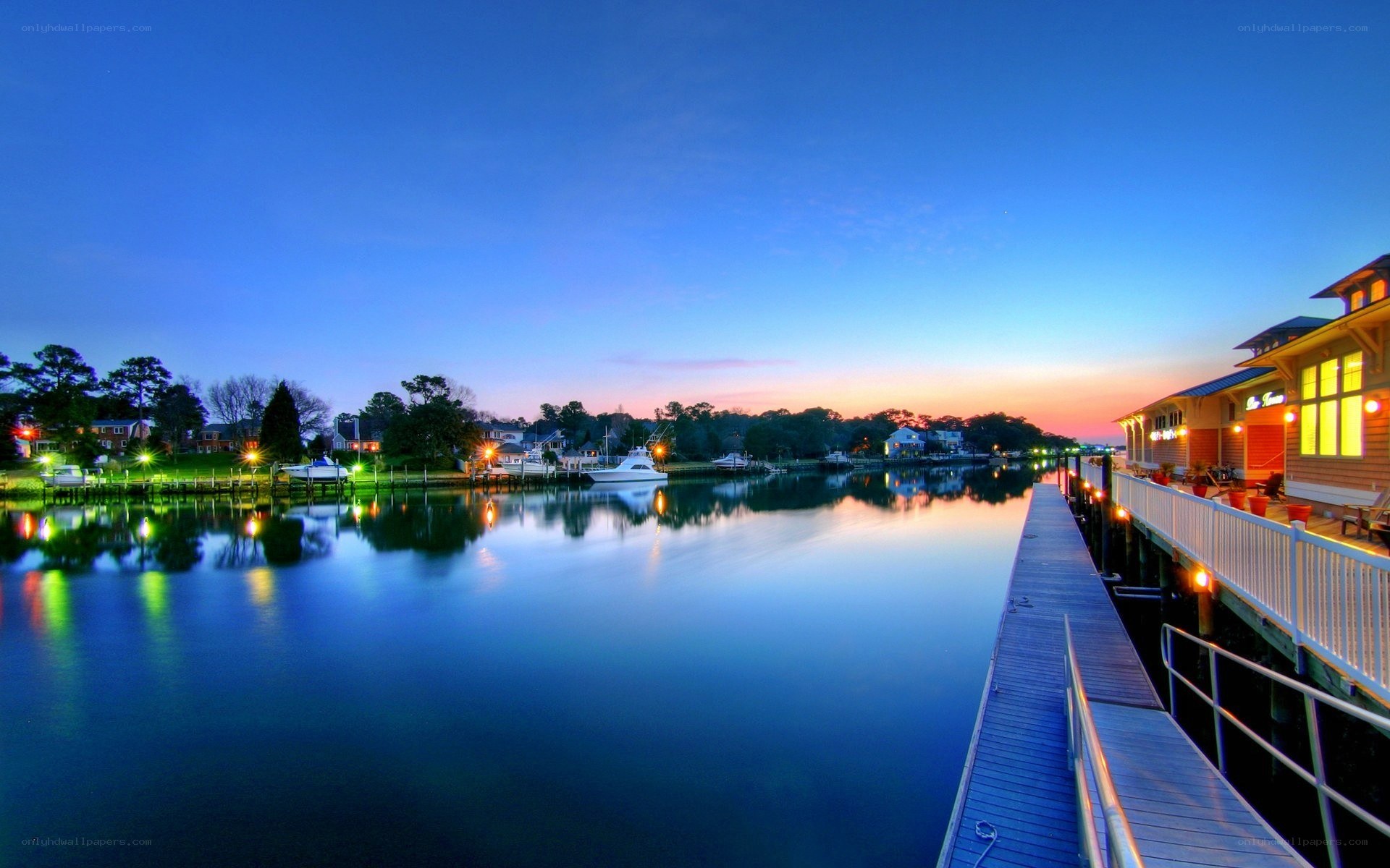 Evening at the waterfront dock