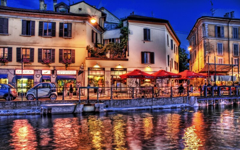 Evening by the canal in Italy