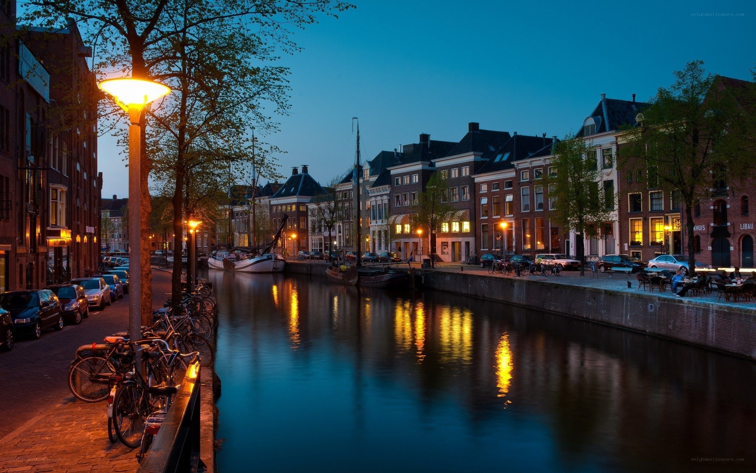 Evening canal in Amsterdam