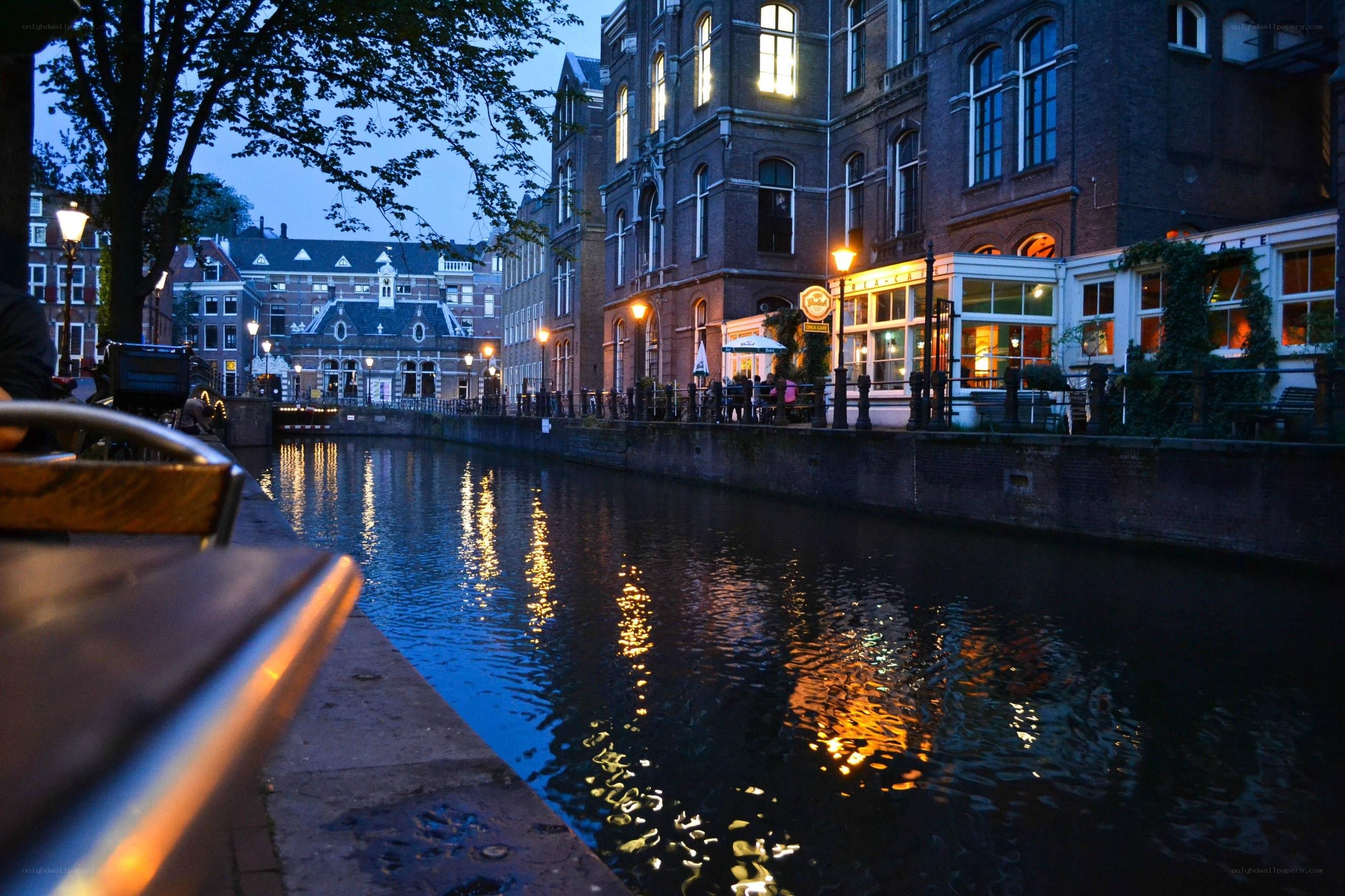 Evening canal in Amsterdam