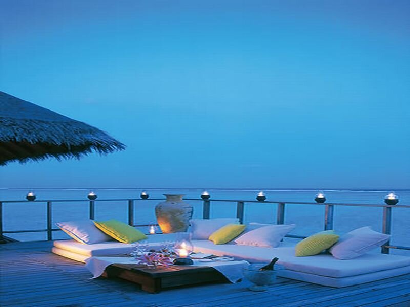 Evening deck by the sea