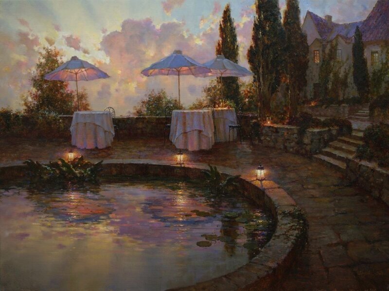 Evening garden terrace