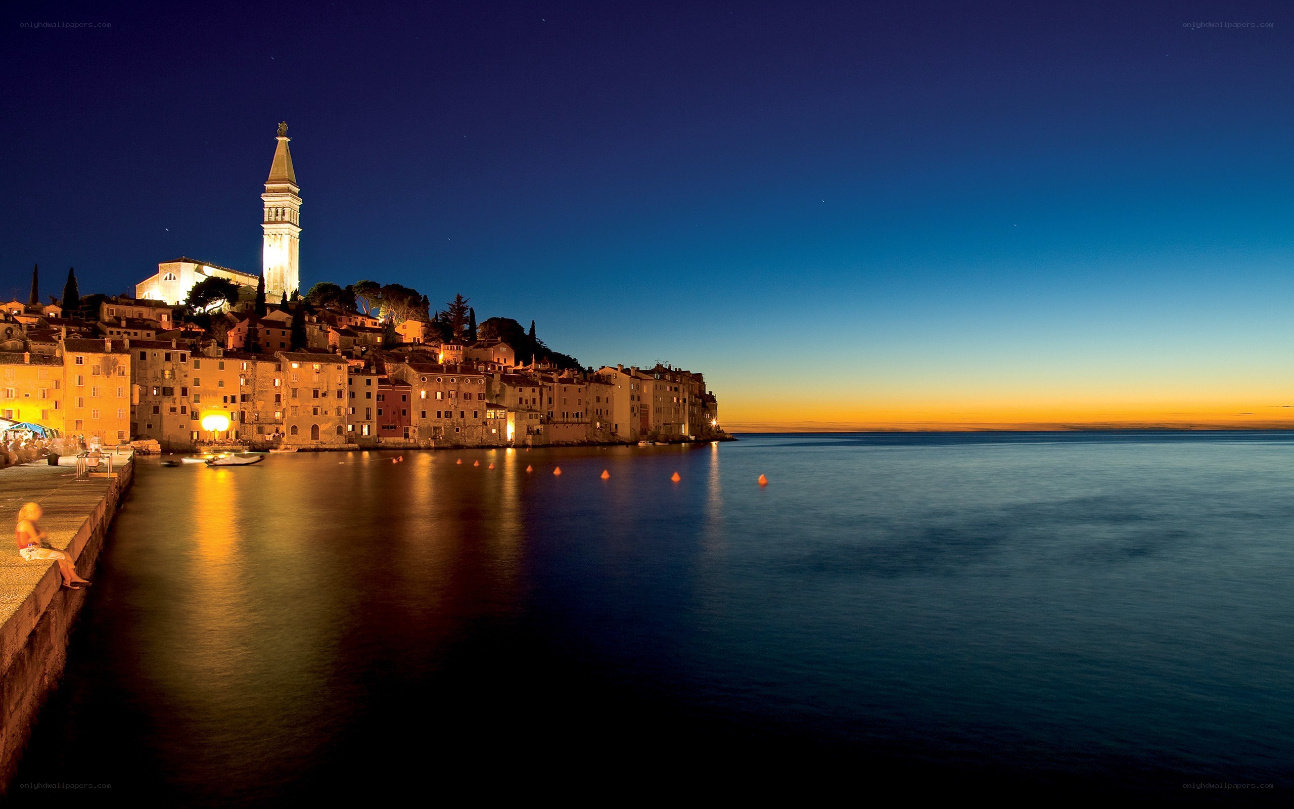 Evening in a coastal town