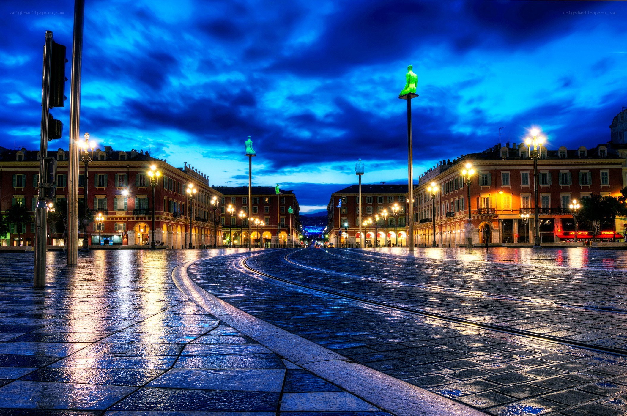 Evening in a European city square
