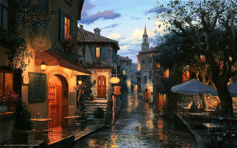 Evening in a European village