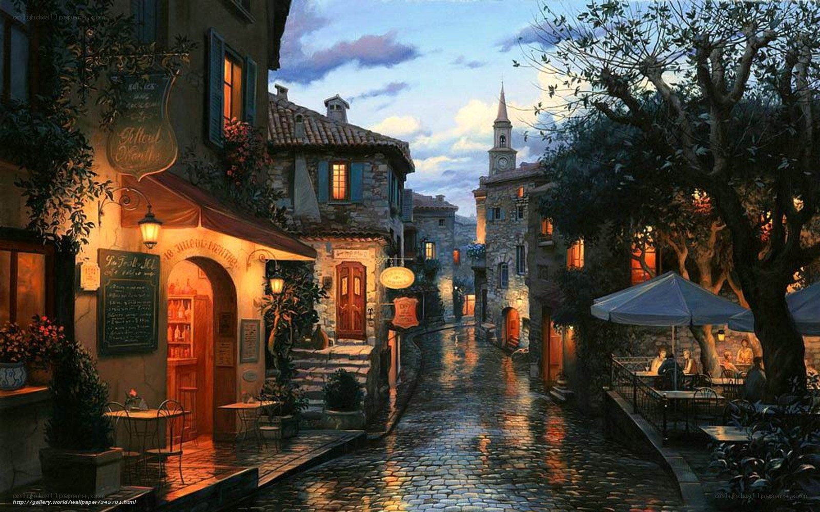 Evening in a European village