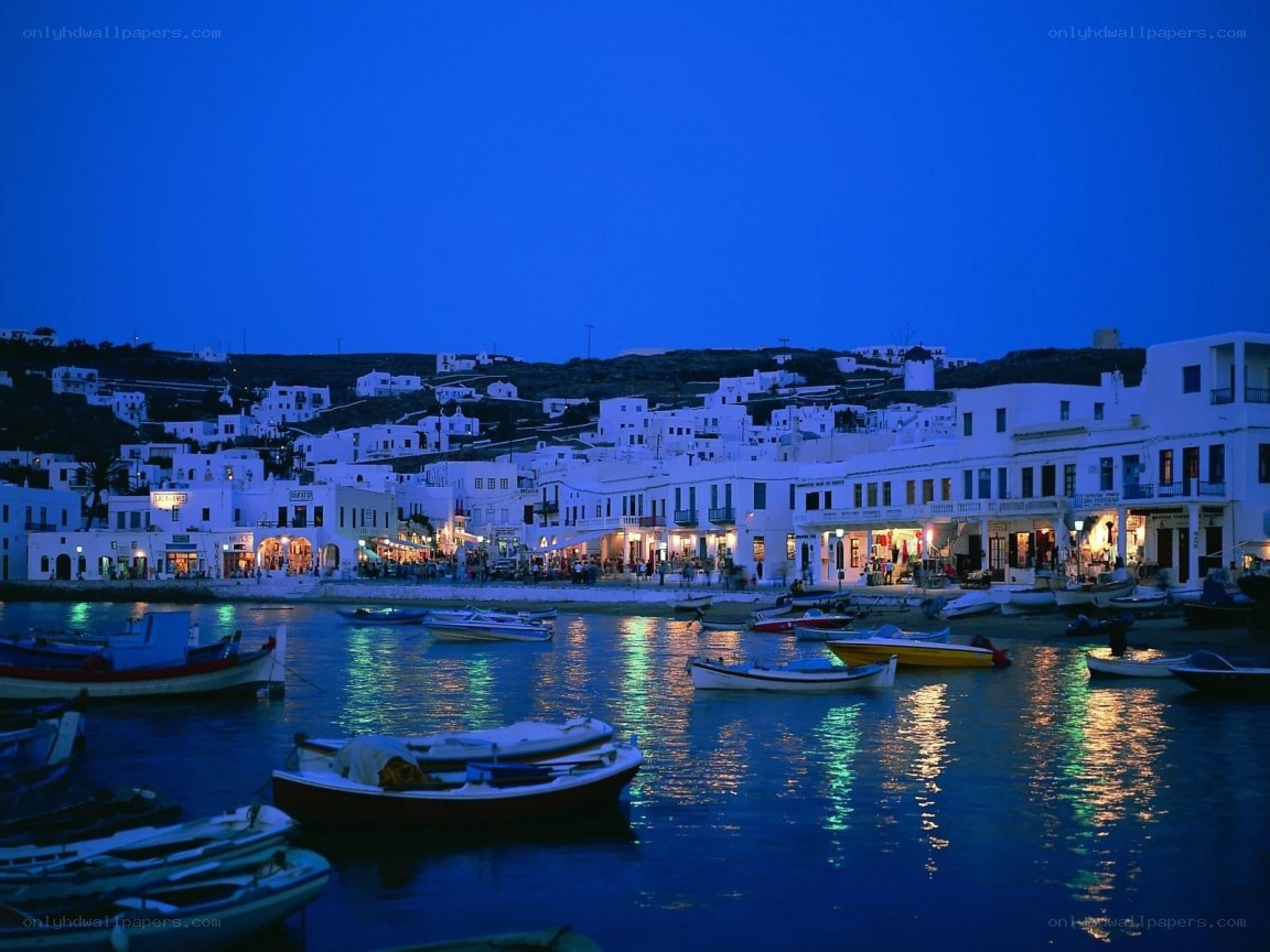 Evening in a Greek harbor