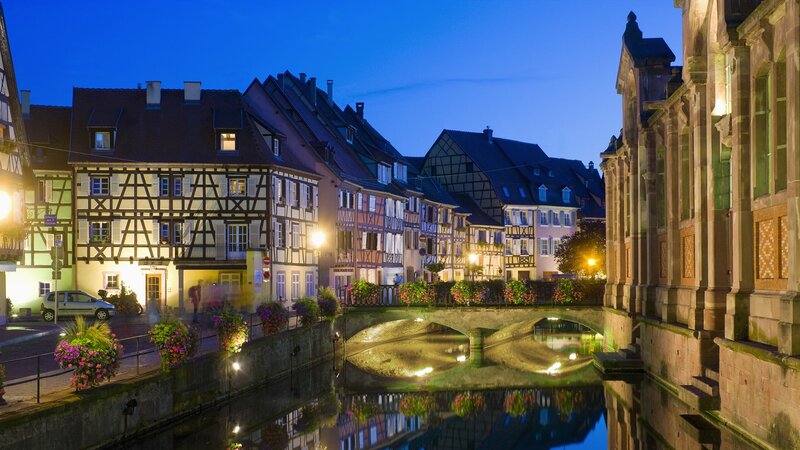 Evening in a historic European town