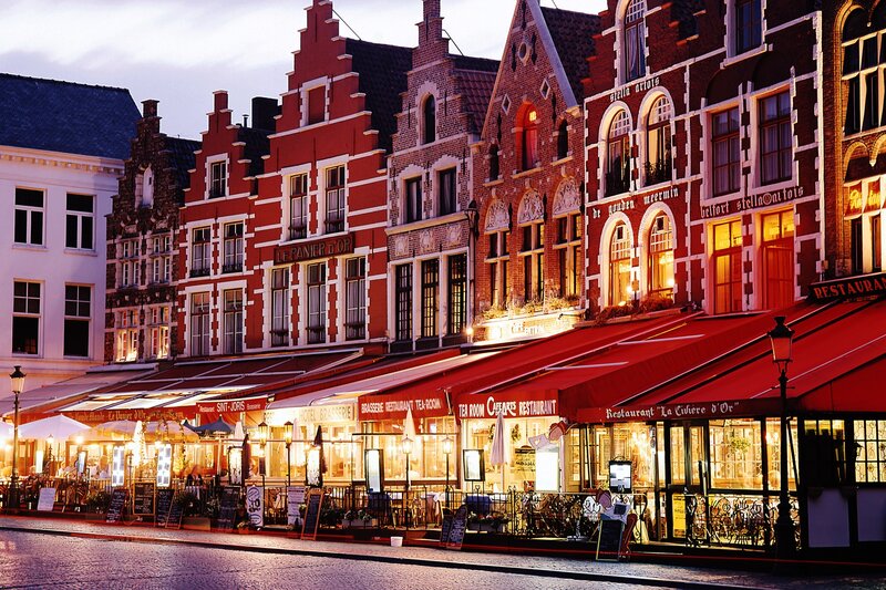 Evening in a historic European town