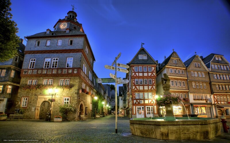 Evening in a historic German town square