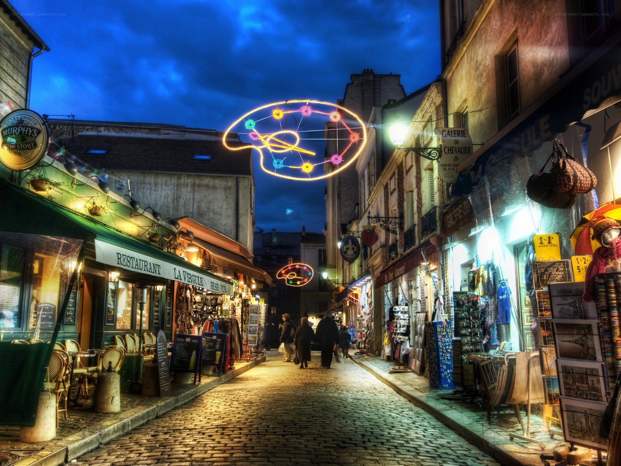 Evening in Montmartre's cobblestone streets